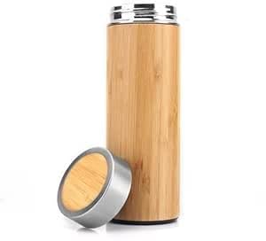 EcoWild Eco-Bottle Bamboo Eco-friendly Double Inner-Walled Vacuum Insulated Stainless Steel Hot & Cold Water Bottle