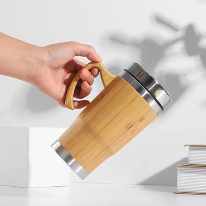 EcoWild Eco-Tumbler Bamboo Eco-friendly Double Inner-Walled Vacuum Insulated Stainless Steel Hot & Cold Tumbler