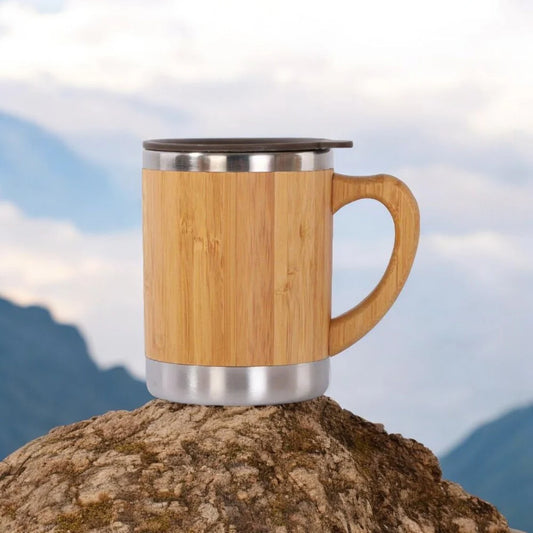 EcoWild Eco-Mug Bamboo Eco-friendly Double Inner-Walled Vacuum Insulated Stainless Steel Hot & Cold Coffee Mug