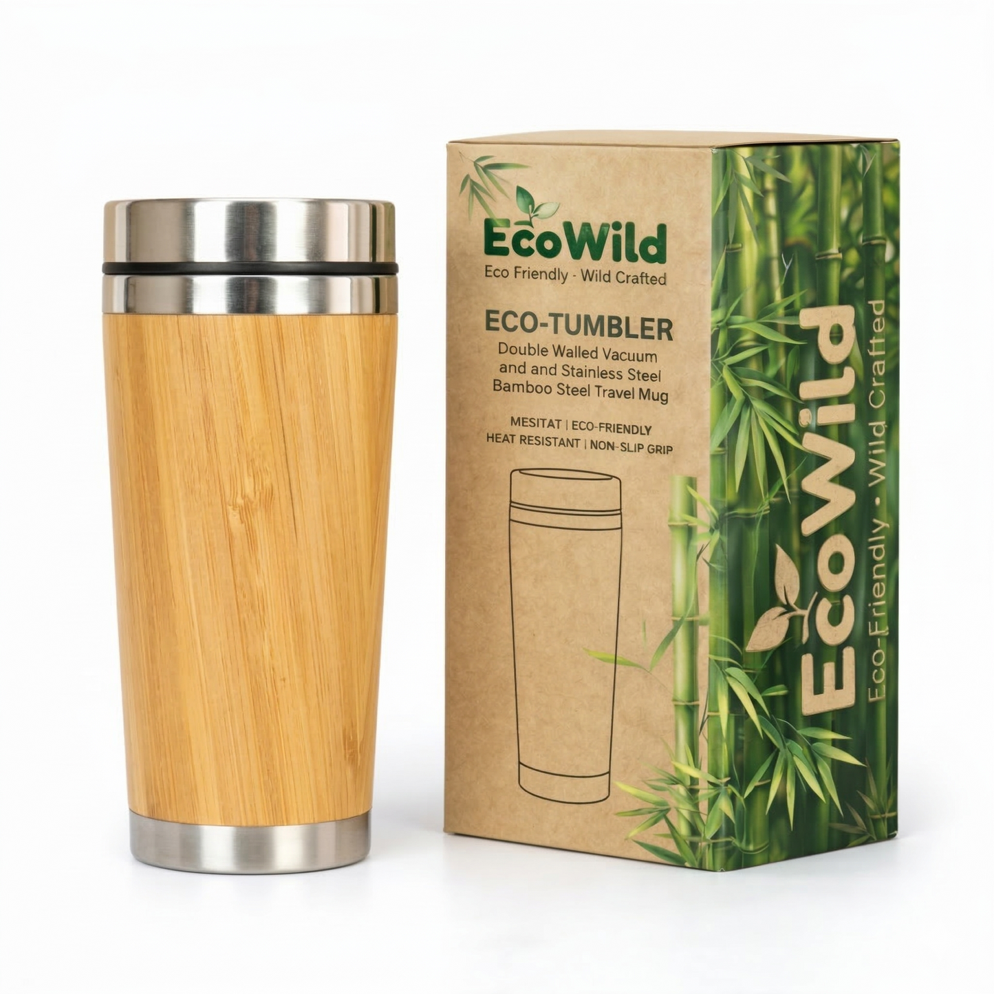 EcoWild Eco-Tumbler Bamboo Eco-friendly Double Inner-Walled Vacuum Insulated Stainless Steel Hot & Cold Tumbler (Copy)