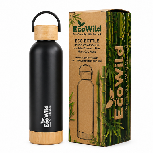 EcoWild Eco-Bottle Bamboo Eco-friendly Double Inner-Walled Vacuum Insulated Stainless Steel Hot & Cold Water Bottle