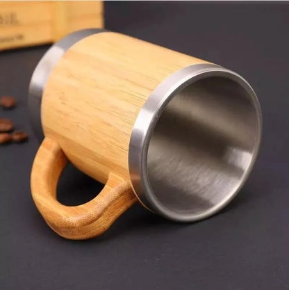 EcoWild Eco-Mug Bamboo Eco-friendly Double Inner-Walled Vacuum Insulated Stainless Steel Hot & Cold Coffee Mug